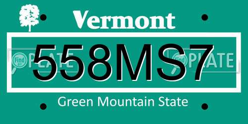 558MS7 Vermont License Plate