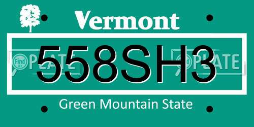 558SH3 Vermont License Plate
