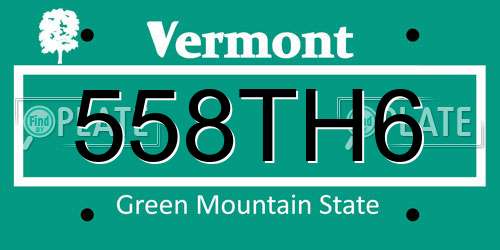 558TH6 Vermont License Plate