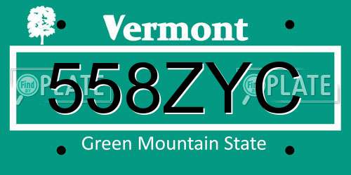 558ZYC Vermont License Plate