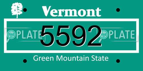 5592 Vermont License Plate