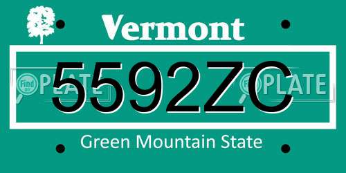 5592ZC Vermont License Plate