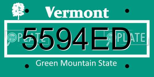 5594ED Vermont License Plate
