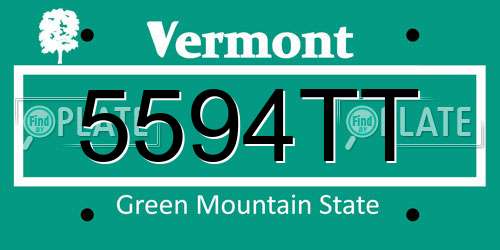 5594TT Vermont License Plate
