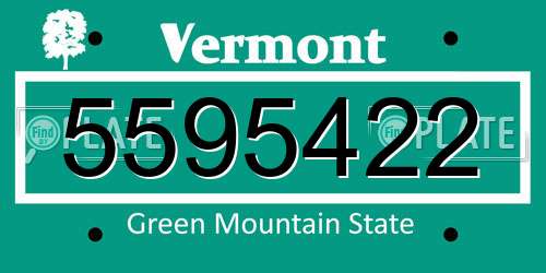 5595422 Vermont License Plate