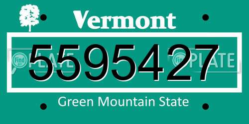 5595427 Vermont License Plate
