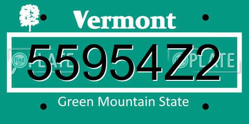 55954Z2 Vermont License Plate