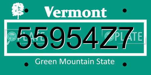 55954Z7 Vermont License Plate