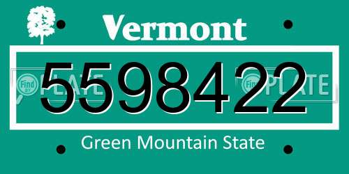 5598422 Vermont License Plate