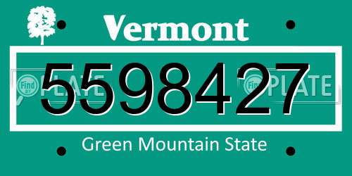 5598427 Vermont License Plate