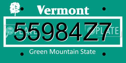 55984Z7 Vermont License Plate