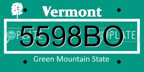 5598BO Vermont License Plate