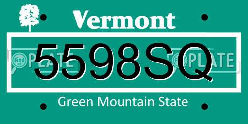 5598SQ Vermont License Plate