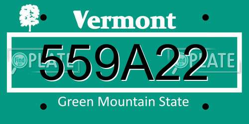 559A22 Vermont License Plate