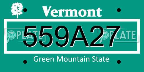 559A27 Vermont License Plate