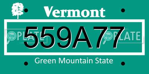 559A77 Vermont License Plate