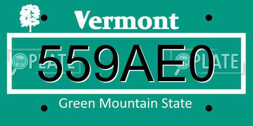 559AE0 Vermont License Plate