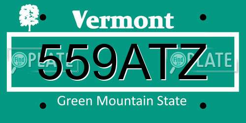 559ATZ Vermont License Plate