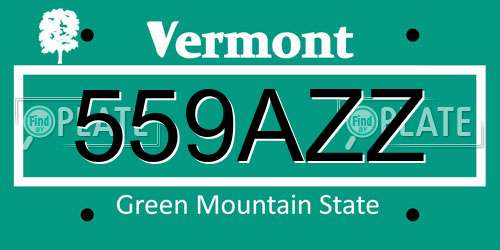559AZZ Vermont License Plate