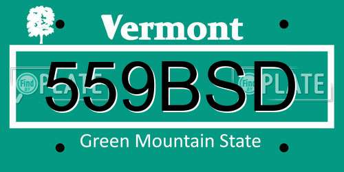 559BSD Vermont License Plate