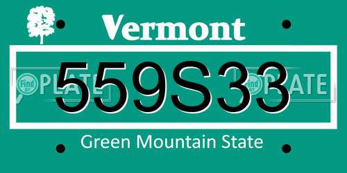 559S33 Vermont License Plate