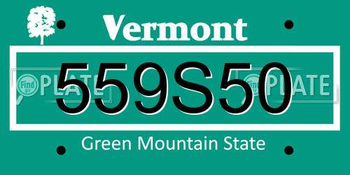 559S50 Vermont License Plate
