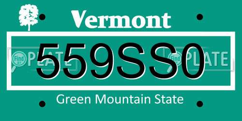 559SS0 Vermont License Plate