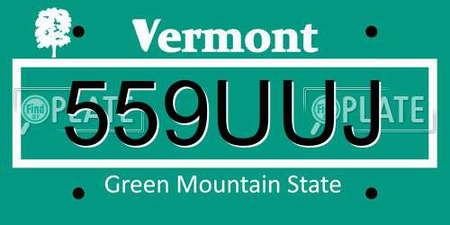 559UUJ Vermont License Plate