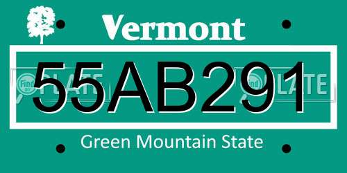 55AB291 Vermont License Plate