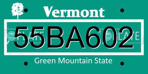 55BA602 Vermont License Plate