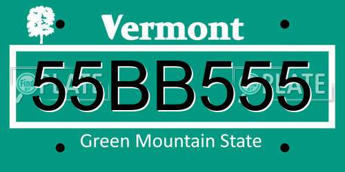 55BB555 Vermont License Plate