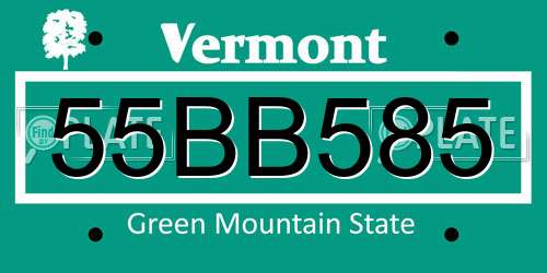 55BB585 Vermont License Plate