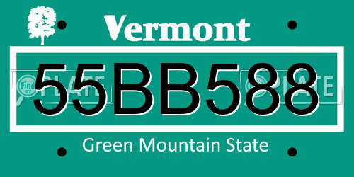 55BB588 Vermont License Plate