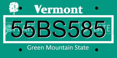 55BS585 Vermont License Plate
