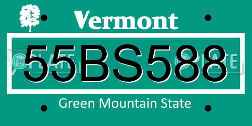 55BS588 Vermont License Plate