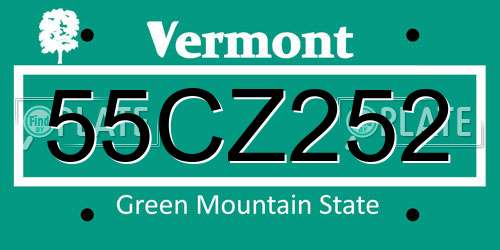55CZ252 Vermont License Plate