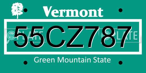 55CZ787 Vermont License Plate