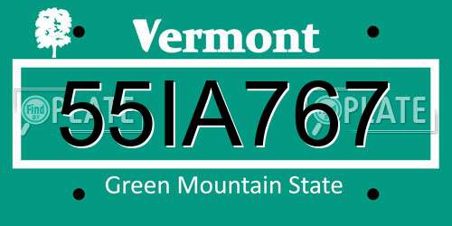 55IA767 Vermont License Plate