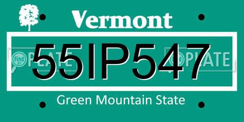 55IP547 Vermont License Plate