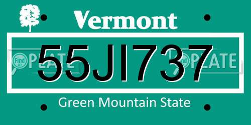 55JI737 Vermont License Plate