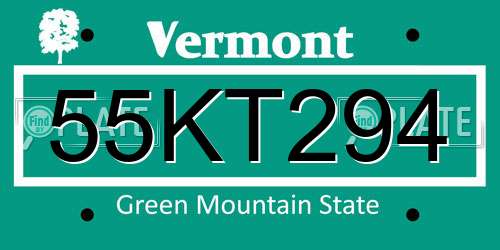 55KT294 Vermont License Plate