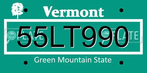 55LT990 Vermont License Plate