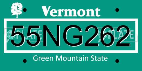 55NG262 Vermont License Plate