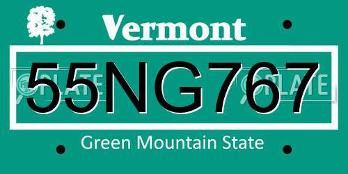 55NG767 Vermont License Plate