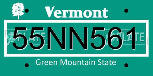 55NN561 Vermont License Plate