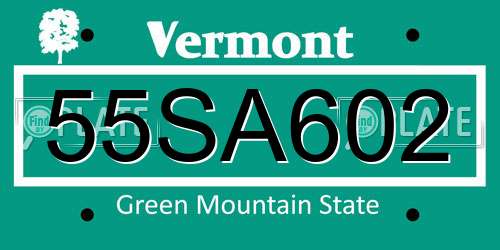 55SA602 Vermont License Plate