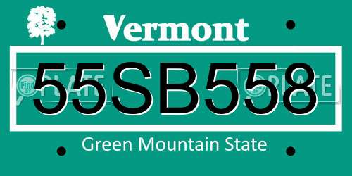 55SB558 Vermont License Plate