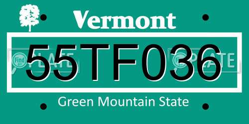 55TF036 Vermont License Plate