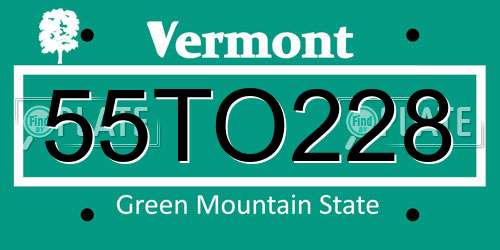 55TO228 Vermont License Plate