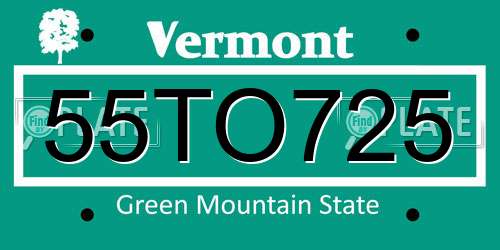 55TO725 Vermont License Plate
